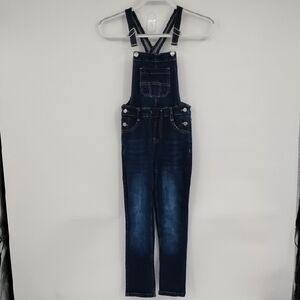 Wallflower Girl Classic Blue Denim Overalls Dark Wash Small 7/8